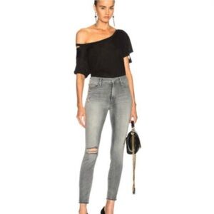NWT MOTHER Denim High Waisted Looker Ankle Fray BEST LEFT IN THE SHADOWS 26 Gray